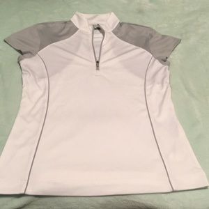 Callaway White and Light Gray Short Sleeve Zip Golf Top